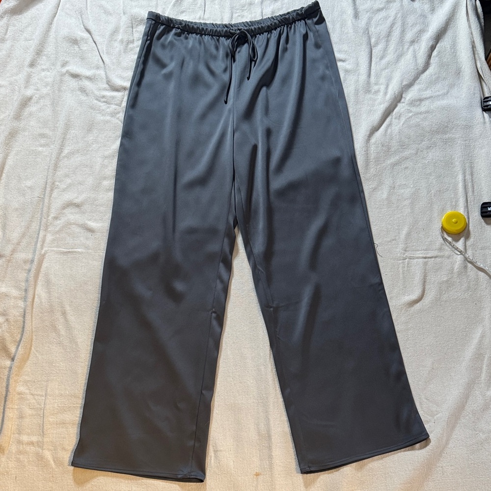 MANGO Women’s Gray Faux Silk Pants XL  NWOT